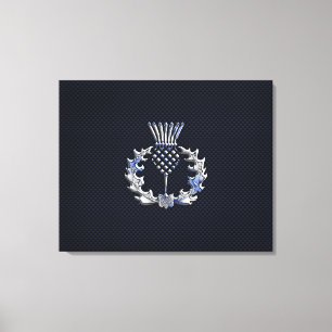 Toile Chrome sur fibre de carbone Imprimer le chardon éc