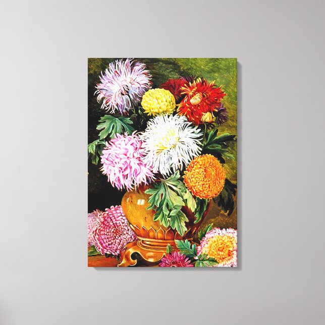 Toile Chrysanthèmes japonais, peinture d'art (Recto)