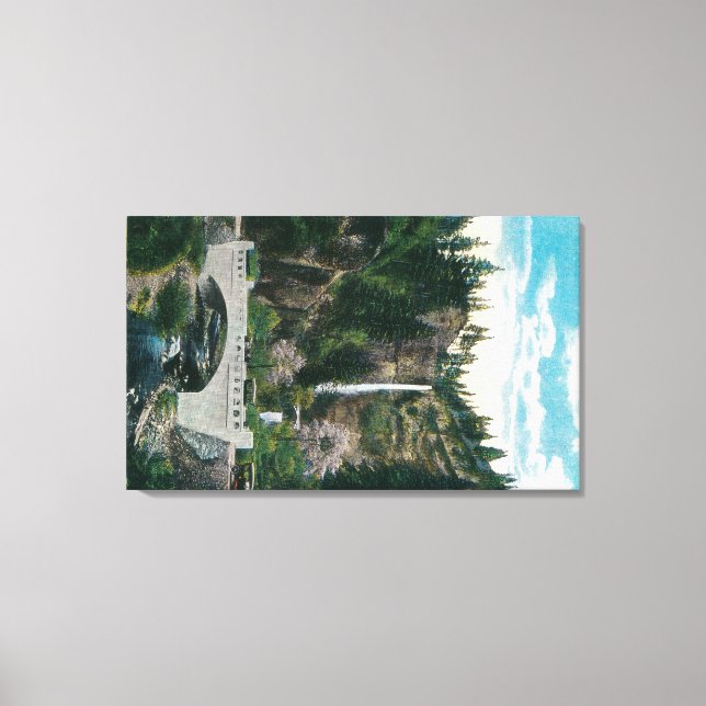 Toile Chutes de Multnomah avec pont Benson et route (Recto)