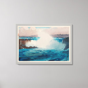 Toile Chutes du Niagara, Hiroshi Yoshida, coupe de bois