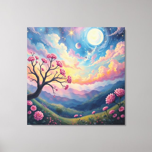 Toile Ciel nocturne enchanté sur la vallée de Blossom (Recto)