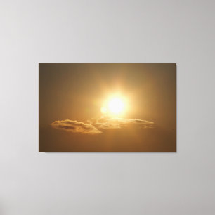Toile Ciel orange avec soleil et nuages