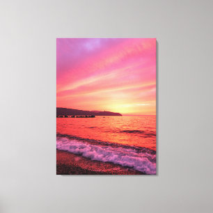 Toile Ciel rose et orange beau coucher de soleil sur la 