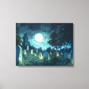 Toile Cimetière éffrayant enchanté