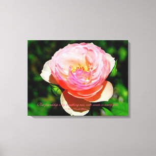 Toile Citation d'amitié Rose anglais rose