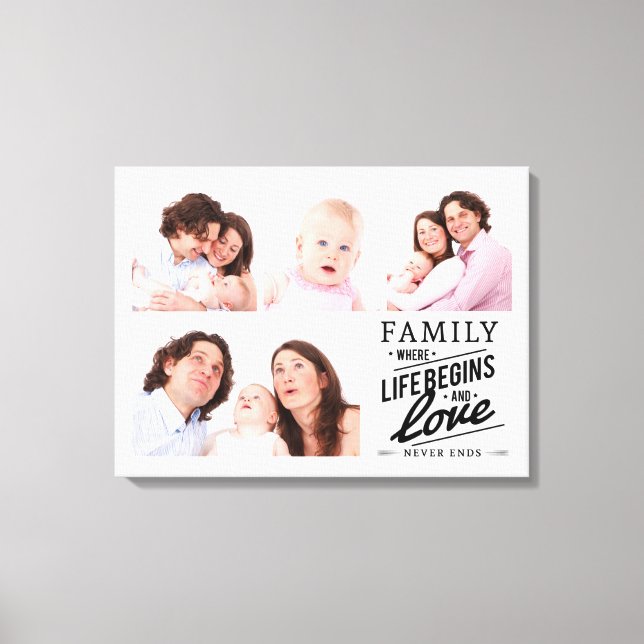 Toile Citation d'amour familial moderne Collage photo (Recto)