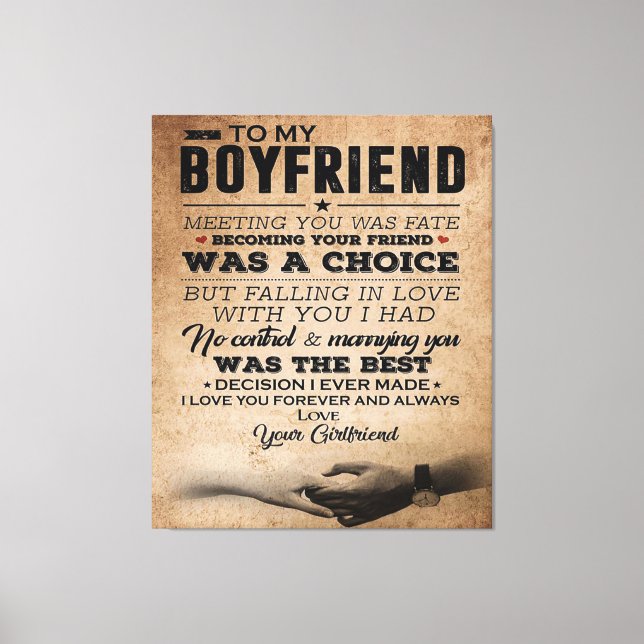 Toile Citation d'amour pour petit ami | Cadeau mignon pe (Recto)