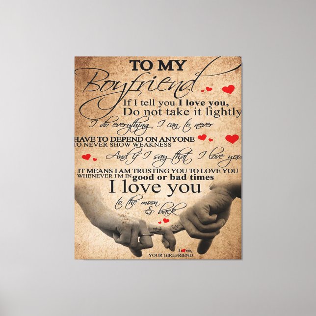 Toile Citation d'amour pour petit ami | Décor intérieur  (Recto)