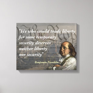 Toile Citation de Benjamin Franklin sur la liberté