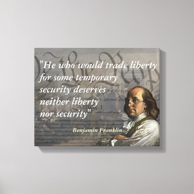 Toile Citation de Benjamin Franklin sur la liberté (Recto)