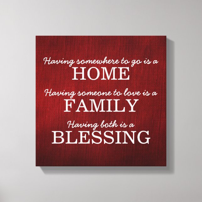Toile Citation de famille de typographie motivationnelle (Recto)