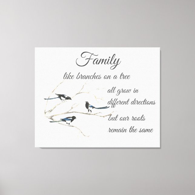 Toile Citation de famille inspirée Magpie Oiseau (Recto)