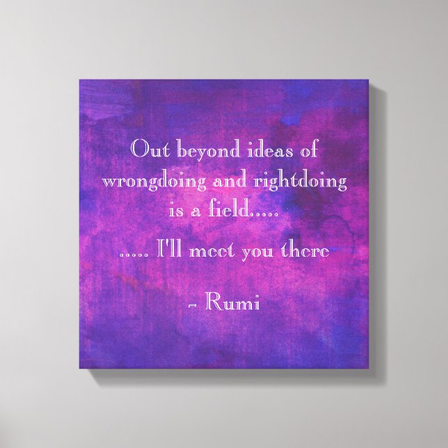 Toile Citation de Rumi inspirée sur l'Abstrait pourpre (Recto)