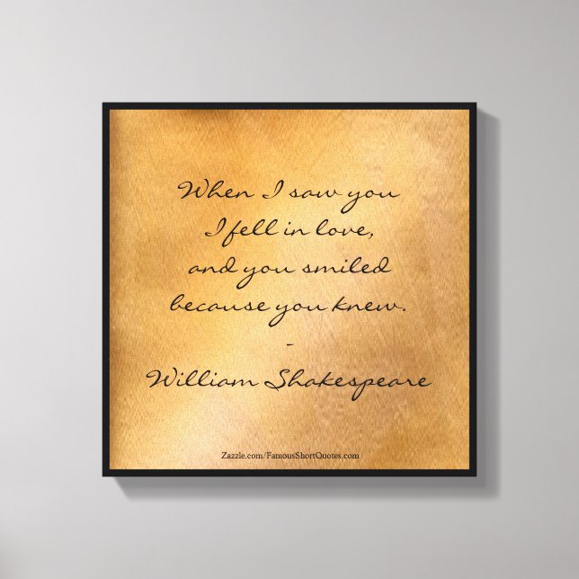 Toile Citation De Shakespeare - Je Suis Tombé Amoureux (Recto)
