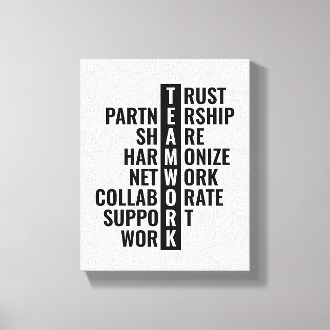 Toile Citation de travail d'équipe pour Office et Home W (Recto)