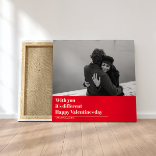 Toile Citation et photo rouge tendance   Cadeau Valentin