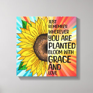 Toile Citation et tournesol tiré à la main
