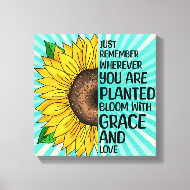 Toile Citation et tournesol tiré à la main (Recto)