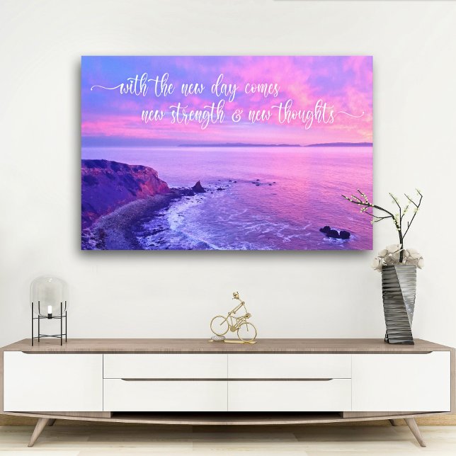 Toile Citation inspirante de Purple Pink Ocean Sunset (Créateur téléchargé)