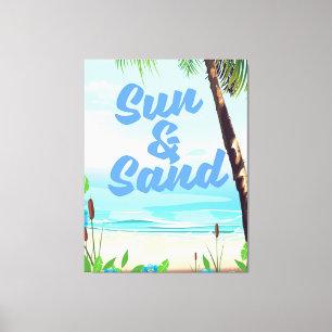 Toile Citation inspirante Sun et Sand dessin animé poste