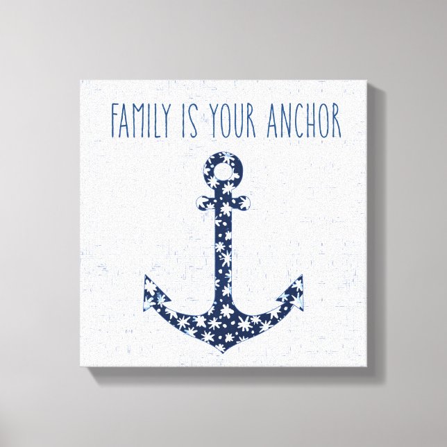 Toile Citation Nautique | La famille est votre Ancre (Recto)