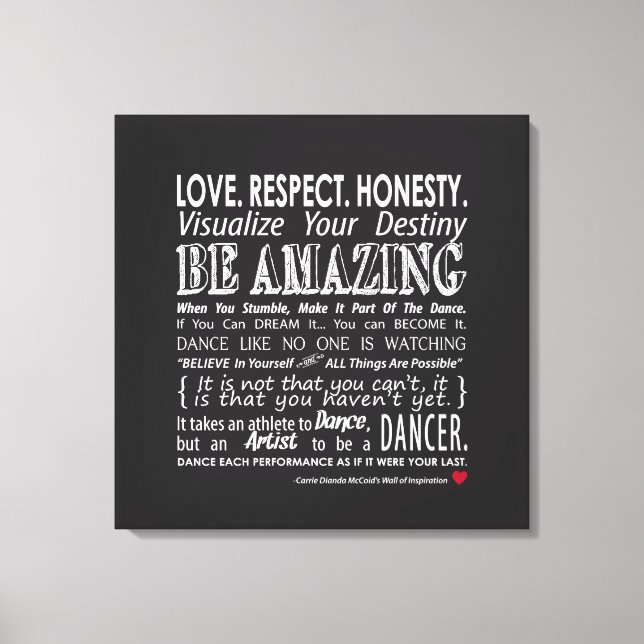 Toile Citations de danse inspirationnelle de Carrie 24x2 (Recto)