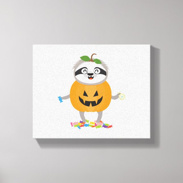 Toile Citrouille Sloth Halloween Costume cadeau (Recto)