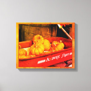 Toile Citrouilles Automne Dans Vieux Wagon Rouge Vintage