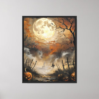 Toile Citrouilles dans le ciel du feu