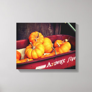 Toile Citrouilles D'Automne Dans Le Vieux Wagon Rouge