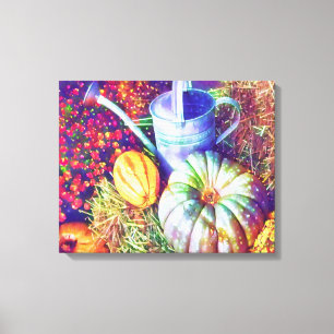 Toile Citrouilles Et Fleurs Rustiques Automatiques