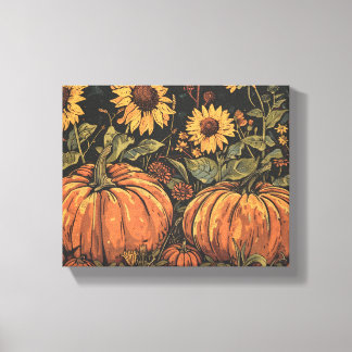 Toile Citrouilles rustiques et tournesols Automne Art Pr