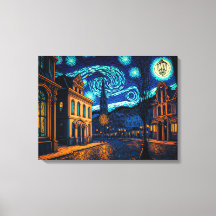 City Street illuminée sous Starry Night Sky -