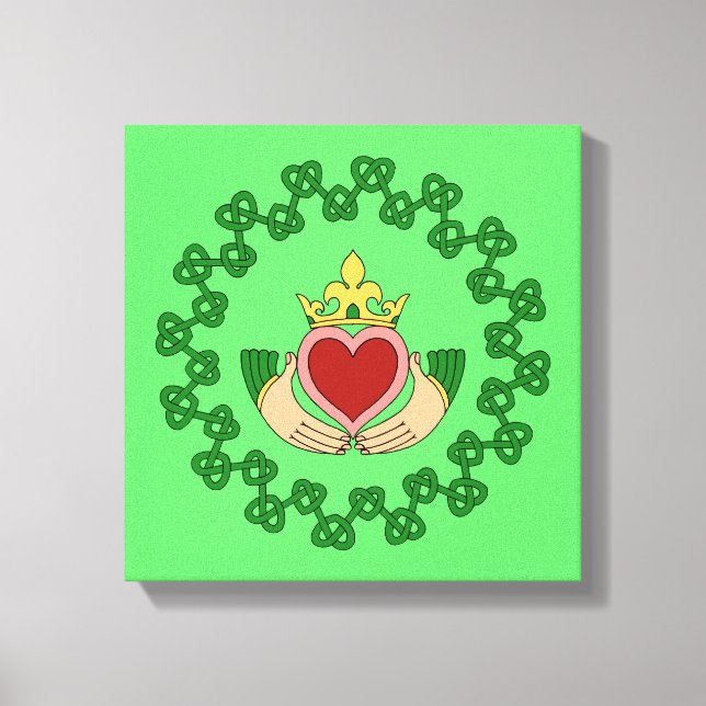 Toile Claddagh et entrelacs verts (Recto)