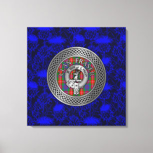 Toile Clan Fraser Crest & Tartan Knot sur le chardon