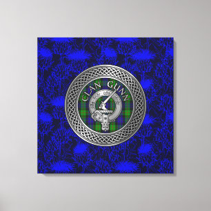 Toile Clan Gunn Crest & Tartan Knot sur le chardon