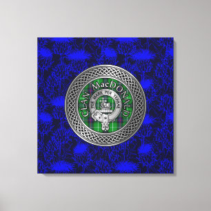 Toile Clan MacDonald Crest & Tartan Knot sur chardon