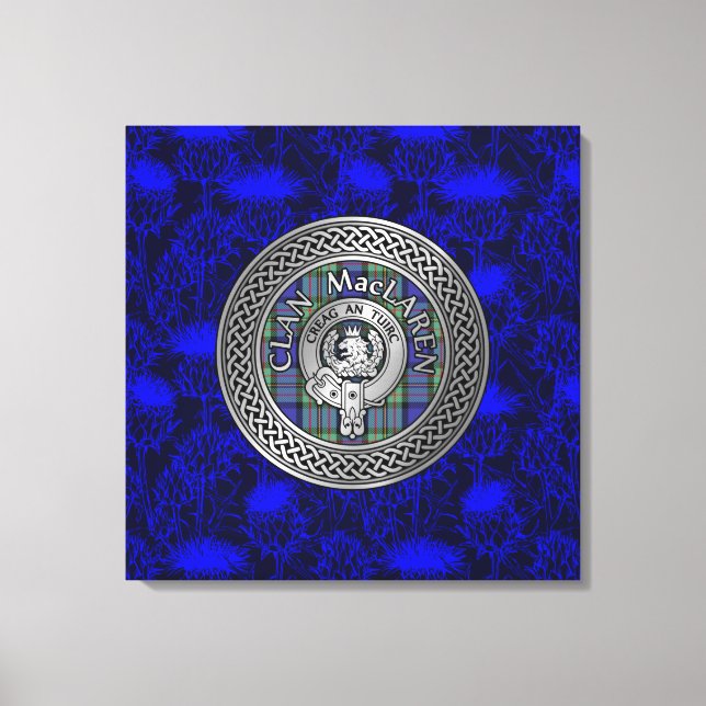 Toile Clan MacLaren Crest & Tartan Knot sur le chardon (Recto)