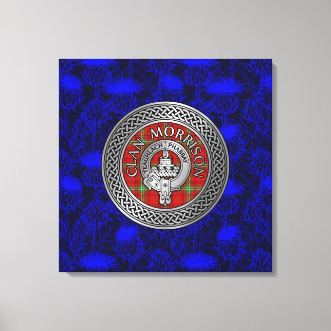 Toile Clan Morrison Crest & Tartan Knot sur le chardon (Recto)