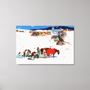 Toile Clarence Gagnon - La Récolte De Glaces