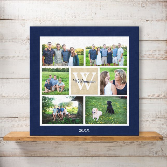 Toile Classic Custom Monogramme Famille Photo Collage (Créateur téléchargé)