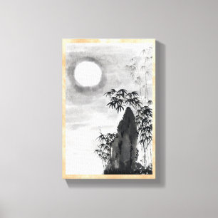 Toile Classic vintage japonais nuit lunette paysage sumi