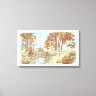 Toile Classic Winnie la scène d'aquarelle Pooh et Pals