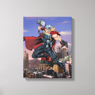 Toile Classique Avengers   Thor Leaping Avec Mjolnir