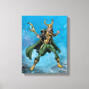 Toile Classiques des Avengers   Loki avec son bâton