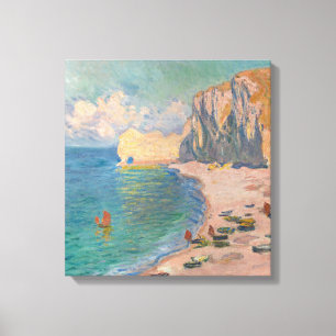 Toile Claude Monet - Etretat : Plage et Falaise d'Amont