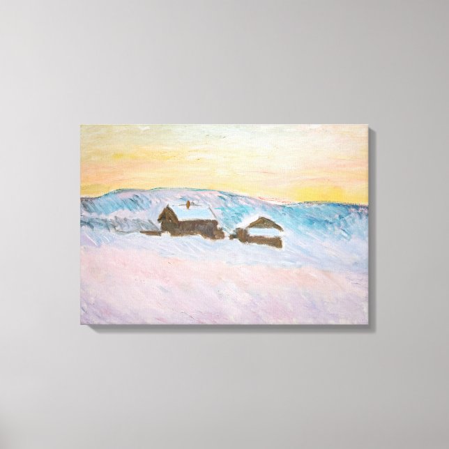 Toile Claude Monet - Norvège Paysage, Maisons Bleues (Recto)