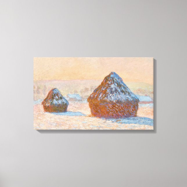 Toile Claude Monet - Piles à roues, Effet neige, Matin (Recto)