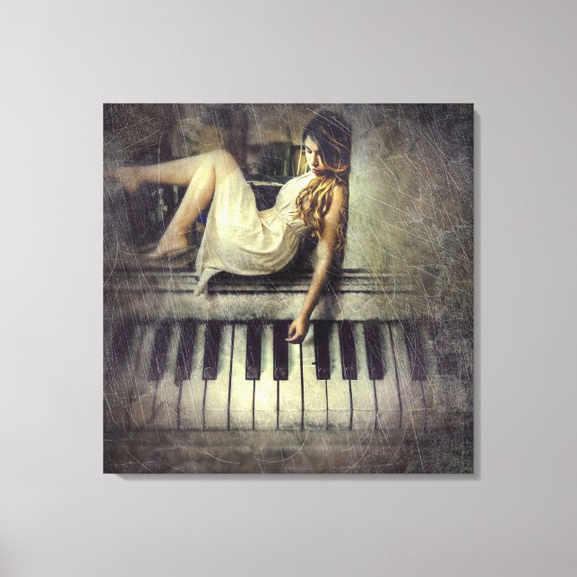 Toile Clés Lady et Piano (Recto)