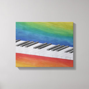 Toile Clés noires et blanches de piano flottant dans le